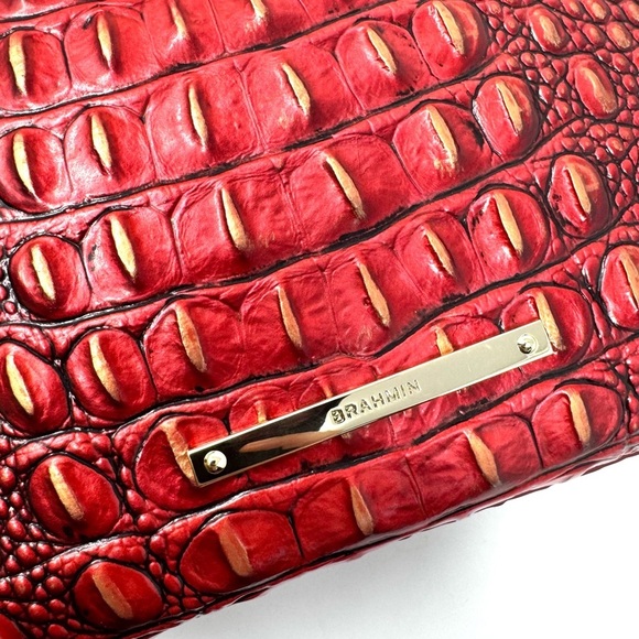 Brahmin Hillary Croc-Embossed Red Leather Crossbody Bag - Picture 4 of 12